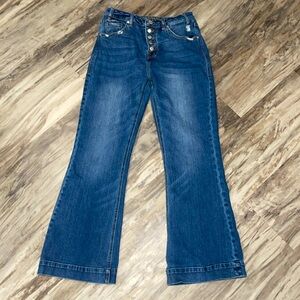 Rock & Roll Women’s High Rise Trouser Jeans size 30x32 button fly distressed